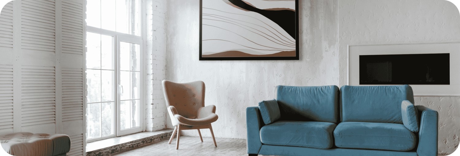 Modern home interior with kitchen, living room, and staircase